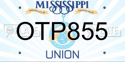 OTP855 Mississippi License Plate