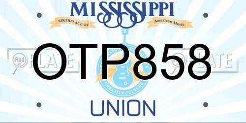 OTP858 Mississippi License Plate