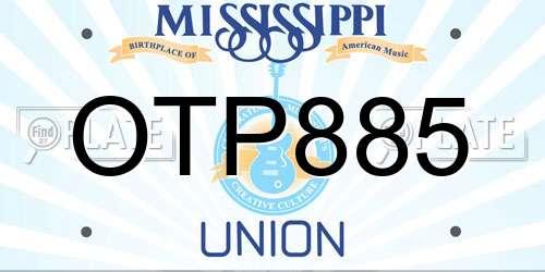 OTP885 Mississippi License Plate