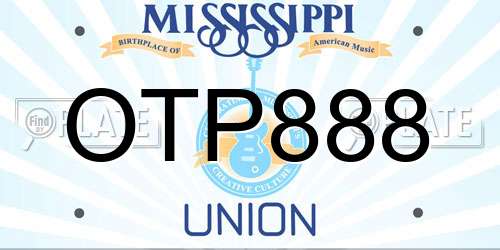 OTP888 Mississippi License Plate