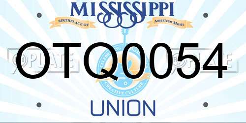 OTQ0054 Mississippi License Plate