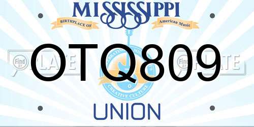 OTQ809 Mississippi License Plate