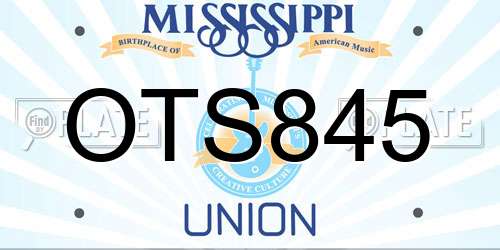 OTS845 Mississippi License Plate