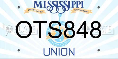 OTS848 Mississippi License Plate