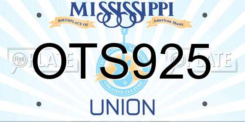 OTS925 Mississippi License Plate