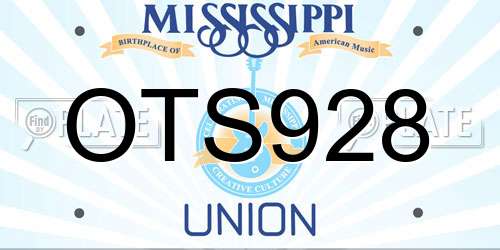 OTS928 Mississippi License Plate