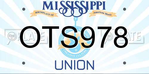 OTS978 Mississippi License Plate