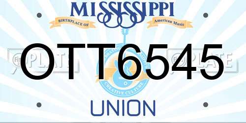 OTT6545 Mississippi License Plate