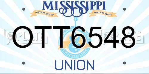 OTT6548 Mississippi License Plate