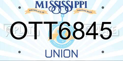 OTT6845 Mississippi License Plate