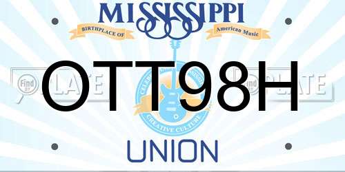 OTT98H Mississippi License Plate