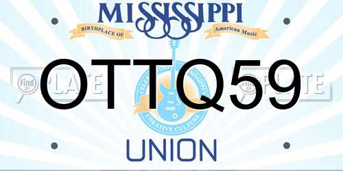 OTTQ59 Mississippi License Plate