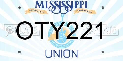 OTY221 Mississippi License Plate