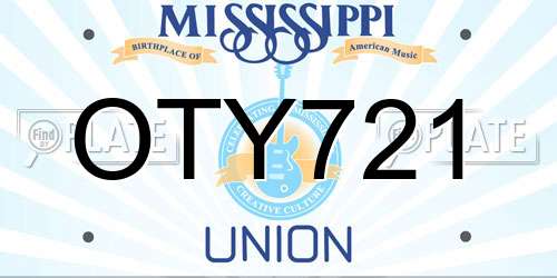 OTY721 Mississippi License Plate