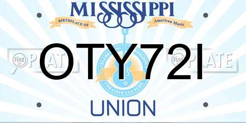OTY72I Mississippi License Plate
