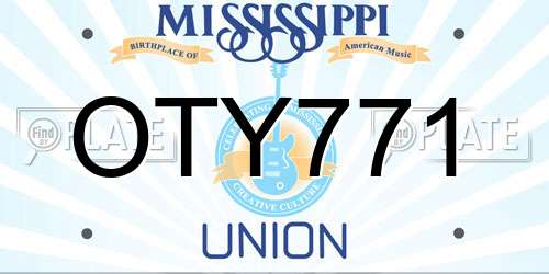 OTY771 Mississippi License Plate