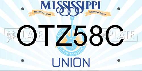 OTZ58C Mississippi License Plate