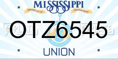 OTZ6545 Mississippi License Plate