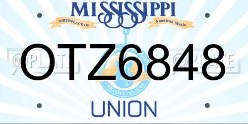 OTZ6848 Mississippi License Plate