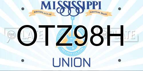 OTZ98H Mississippi License Plate