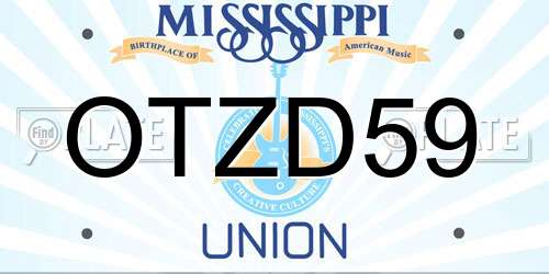 OTZD59 Mississippi License Plate