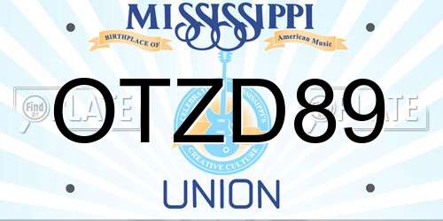 OTZD89 Mississippi License Plate