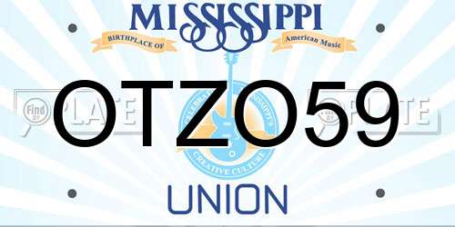 OTZO59 Mississippi License Plate
