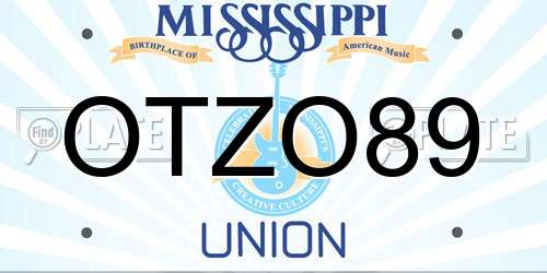 OTZO89 Mississippi License Plate