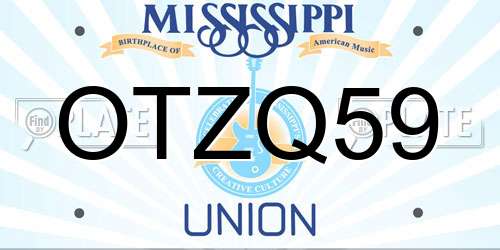 OTZQ59 Mississippi License Plate