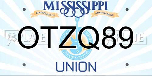 OTZQ89 Mississippi License Plate