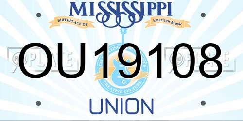 OU19108 Mississippi License Plate