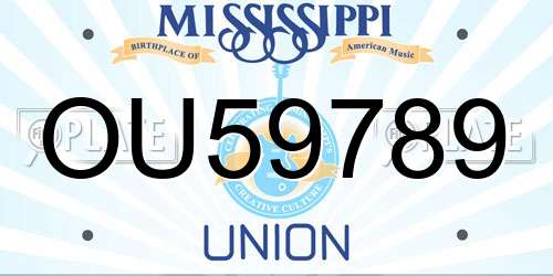 OU59789 Mississippi License Plate