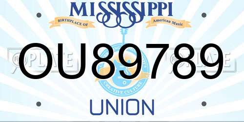 OU89789 Mississippi License Plate