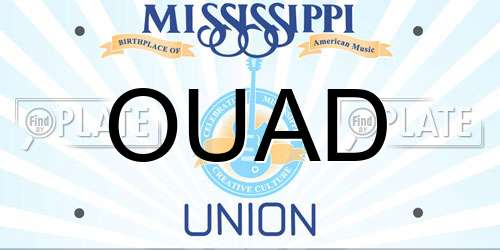 OUAD Mississippi License Plate