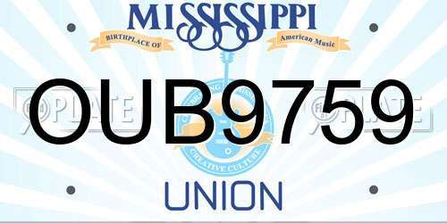 OUB9759 Mississippi License Plate