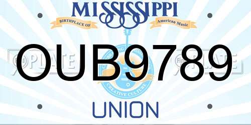 OUB9789 Mississippi License Plate