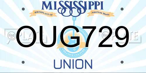 OUG729 Mississippi License Plate