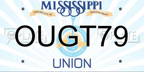OUGT79 Mississippi License Plate
