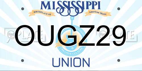 OUGZ29 Mississippi License Plate