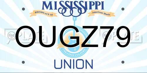OUGZ79 Mississippi License Plate