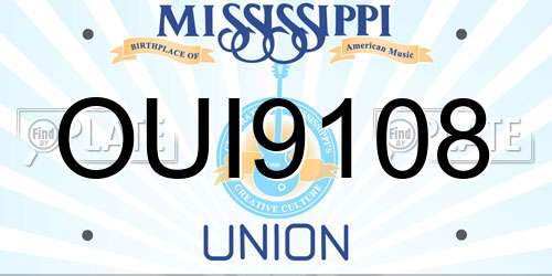 OUI9108 Mississippi License Plate