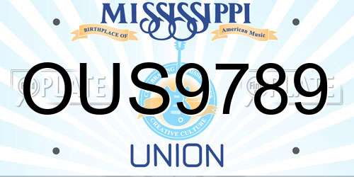 OUS9789 Mississippi License Plate