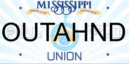 OUTAHND Mississippi License Plate
