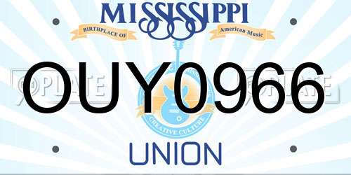 OUY0966 Mississippi License Plate