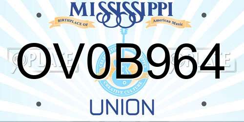OV0B964 Mississippi License Plate