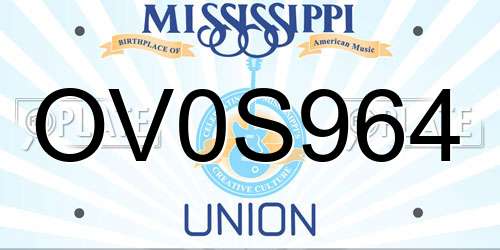 OV0S964 Mississippi License Plate