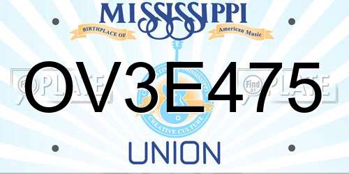 OV3E475 Mississippi License Plate