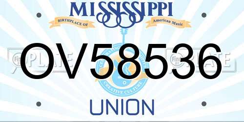 OV58536 Mississippi License Plate