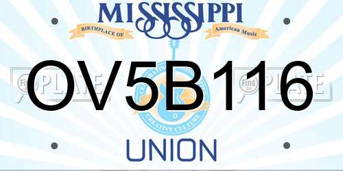 OV5B116 Mississippi License Plate