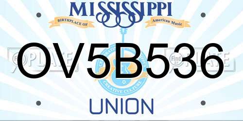OV5B536 Mississippi License Plate